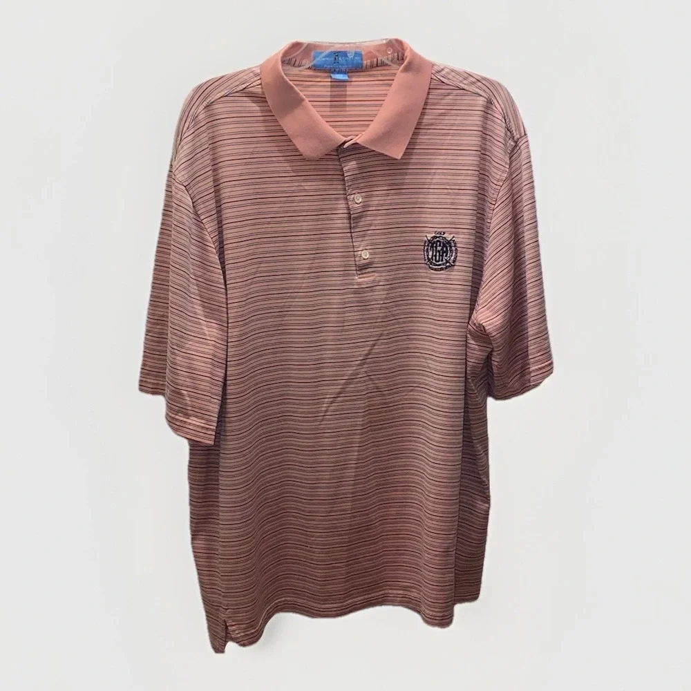 Fairway & Greene Pureformance Mens XXL Short Sleeve Pink Strip Golf Polo Shirt - Picture 5 of 6